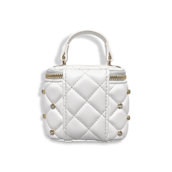 White Embellished Vanity Quilted Purse