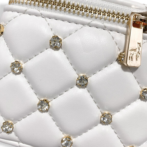 White Embellished Vanity Quilted Purse - doe a dear