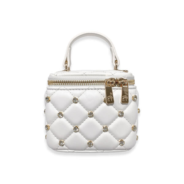 White Embellished Vanity Quilted Purse