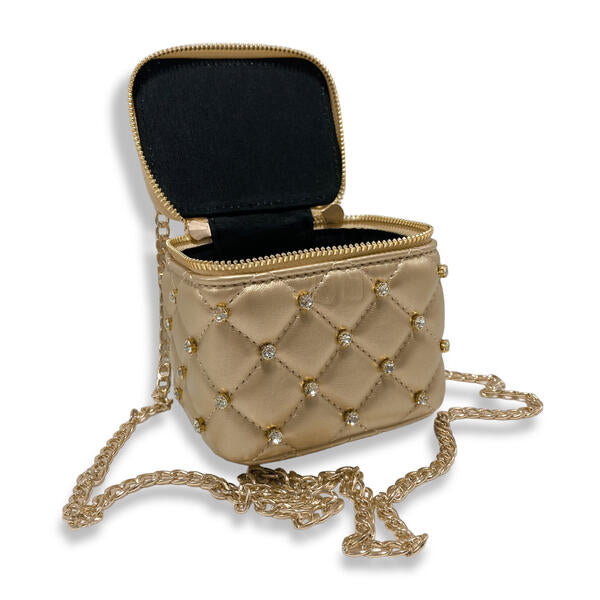 Gold Embellished Vanity Quilted Purse - doe a dear