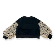 Heart Embellished Mesh Slv Sweatshirt - doe a dear