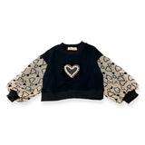 Heart Embellished Mesh Slv Sweatshirt