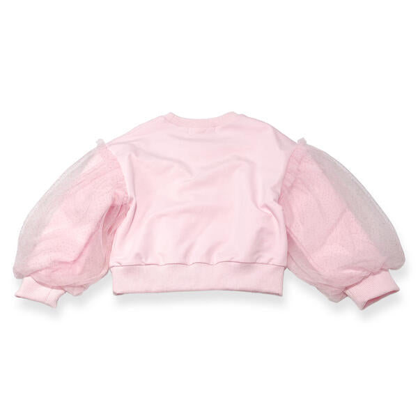 Mesh Slv Embellished Sweatshirt - Pink - doe a dear