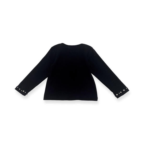 Embellished Trim Top - Black - doe a dear