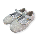 Bead Stone Flat Shoes - Silver
