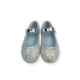 Clear Stone Flat Shoes in Blue