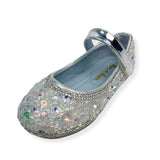 Clear Stone Flat Shoes in Blue