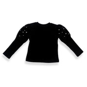 Pearl Stud Puff Slv Top - Black - doe a dear