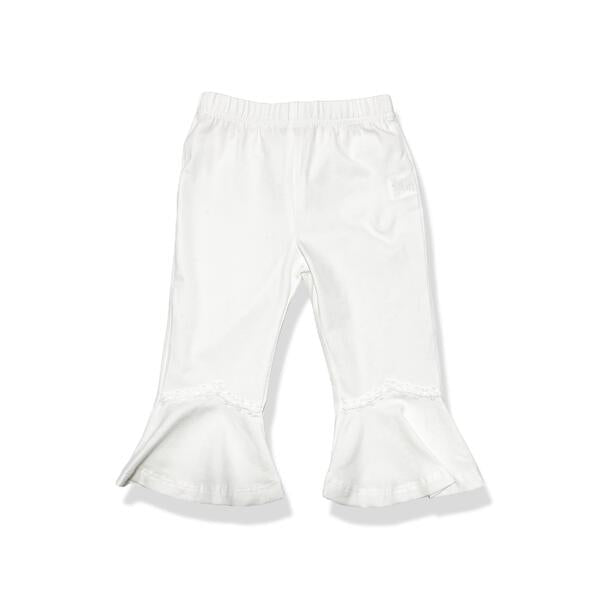 White Floral Trim Trumpet Leggings - doe a dear