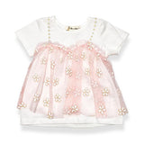 2-In-1 Glitter Floral Mesh Top