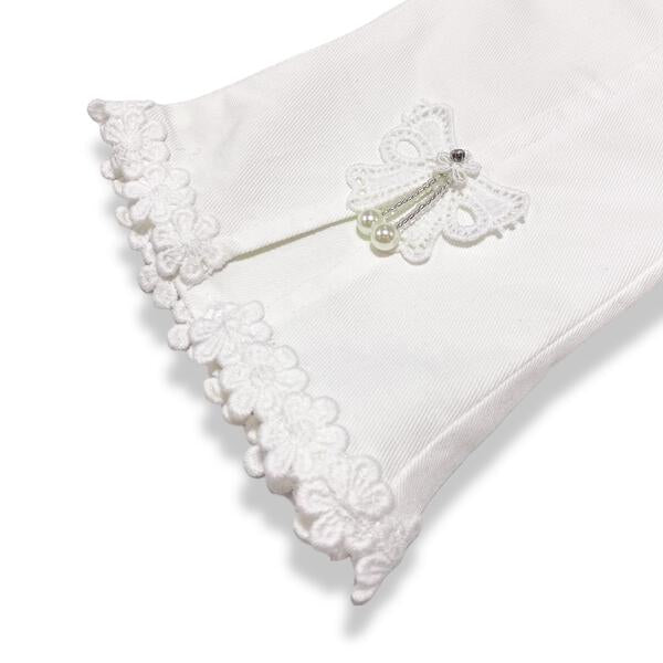 White Bow & Lace Split Hem Pants - doe a dear