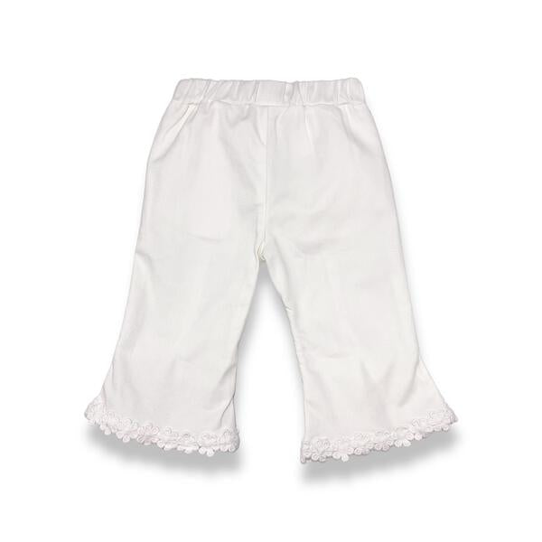 White Bow & Lace Split Hem Pants - doe a dear