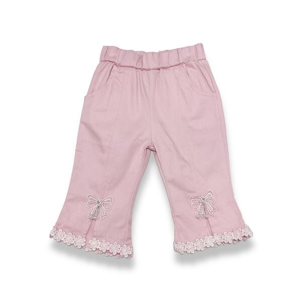 Pink Bow & Lace Split Hem Pants - doe a dear