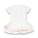 White Pom Pom Mesh Hem T-shirt Dress