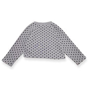 Polka Dots Jersey Top w/ Pinwheel Applique - Grey - doe a dear