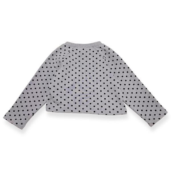 Polka Dots Jersey Top w/ Pinwheel Applique - Grey - doe a dear