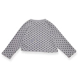 Polka Dots Jersey Top w/ Pinwheel Applique - Grey