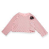 Polka Dots Jersey Top w/ Pinwheel Applique - Pink