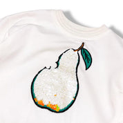 Ruffle Trims Pear Reversible Sequin Sweatshirt - White - doe a dear