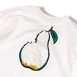 Ruffle Trims Pear Reversible Sequin Sweatshirt - White