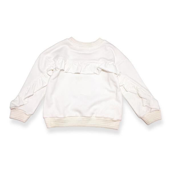 Ruffle Trims Pear Reversible Sequin Sweatshirt - White - doe a dear