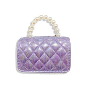 Crown Applique Shiny Quilted Purse - purple - doe a dear