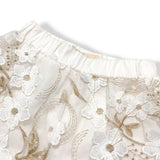 White Flowers Embroided Sheer Lace Shorts
