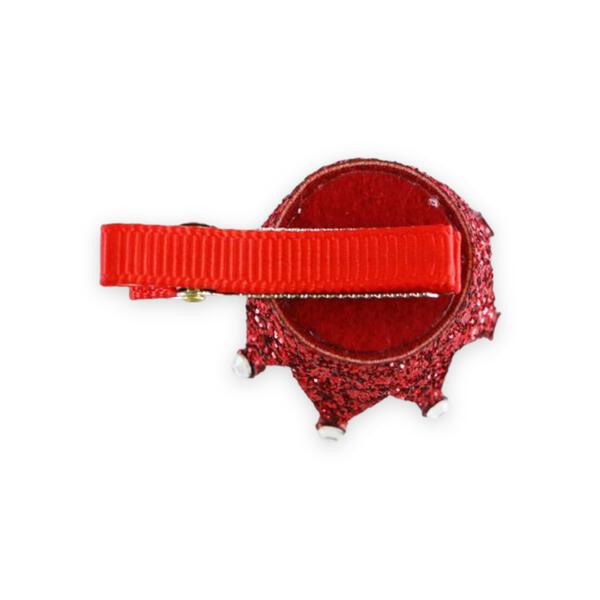 Glitter Crown Hair Clip - Red - doe a dear