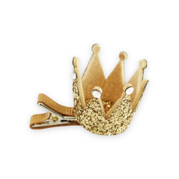 Glitter Crown Hair Clip Gold - doe a dear
