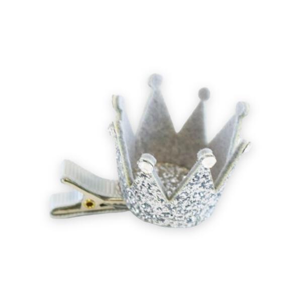 Glitter Crown Hair Clip Silver - doe a dear