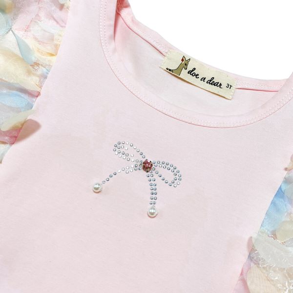 3D Rainbow Circle Mesh Flutter Slv Tee - Pink - doe a dear