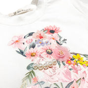 Floral Teddy Tee - white