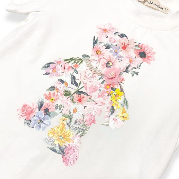 Floral Teddy Tee - white