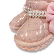 Pearl Strap Quilted Boots - Pink - doe a dear