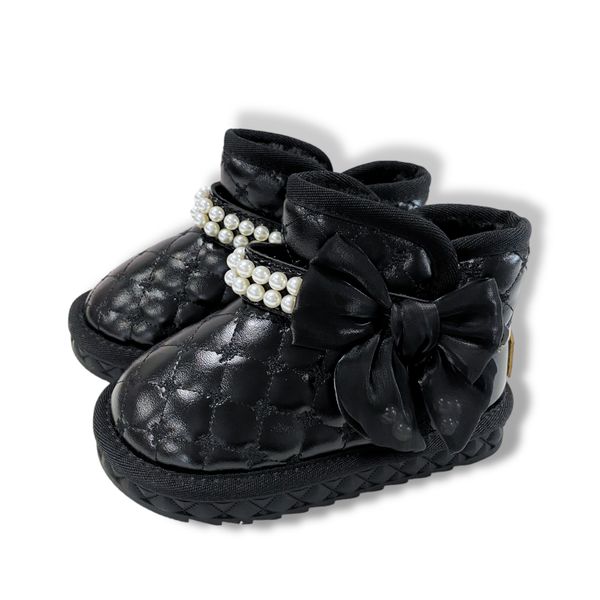 Pearl Strap Quilted Boots - Black - doe a dear