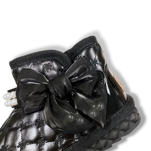 Pearl Strap Quilted Boots - Black - doe a dear