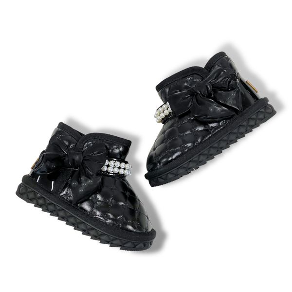 Pearl Strap Quilted Boots - Black - doe a dear