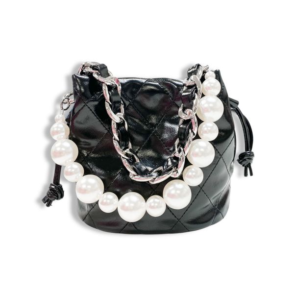 Pearl Handle Quilted Bucket Bag - doe a dear