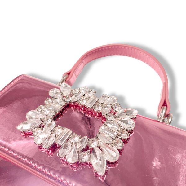 Rhinestone Decor Patent Purse - doe a dear