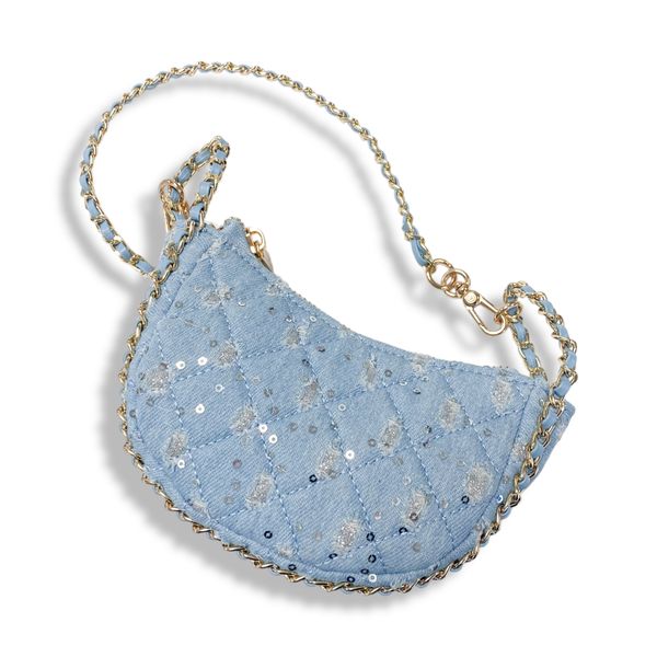 Denim Crescent Purse - doe a dear