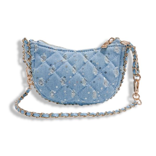 Denim Crescent Purse - doe a dear