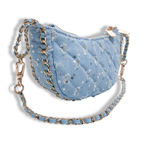 Denim Crescent Purse - doe a dear