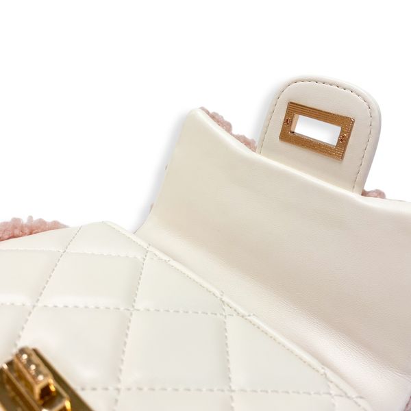 Sherpa Mixed Quilted Purse - Pink - doe a dear