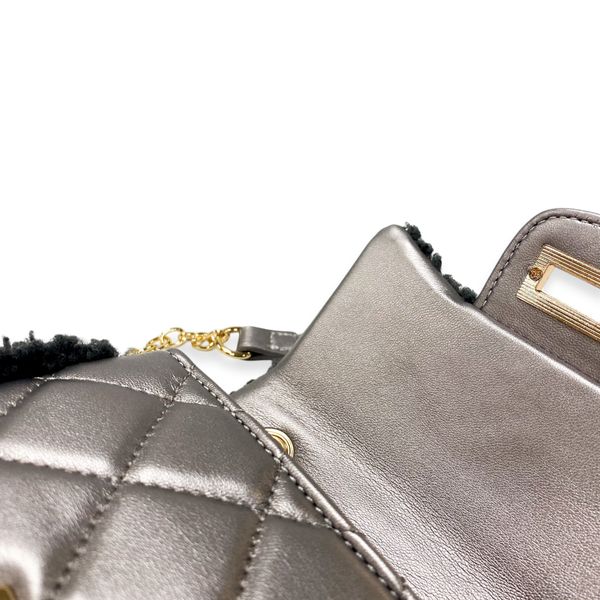 Sherpa Mixed Quilted Purse - Charcoal - doe a dear