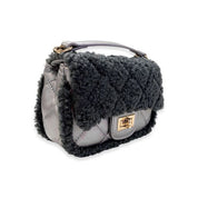 Sherpa Mixed Quilted Purse - Charcoal - doe a dear