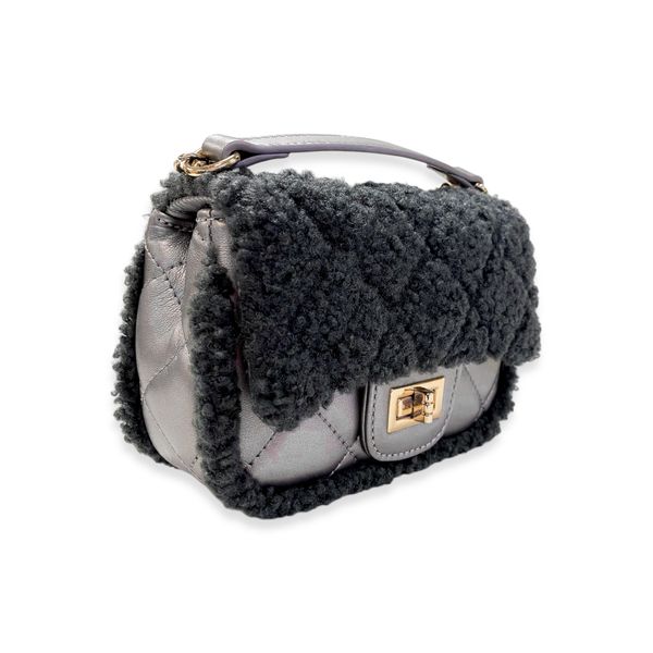 Sherpa Mixed Quilted Purse - Charcoal - doe a dear