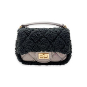 Sherpa Mixed Quilted Purse - Charcoal - doe a dear