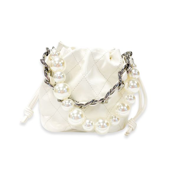 Pearl Handle Quilted Bucket Bag- Ivory - doe a dear
