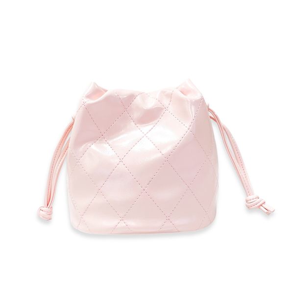 Pearl Handle Quilted Bucket Bag- Pink - doe a dear