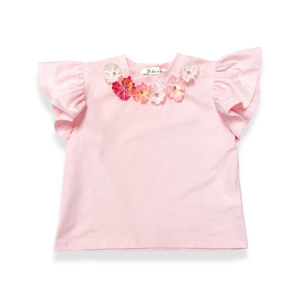 Floral Applique Flutter Slv Tee - doe a dear